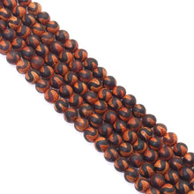 Load image into Gallery viewer, Natural Dark Orange with Black Wavy Line Tibetan Agate Round Smooth Beads, 8mm, Sku#U1558