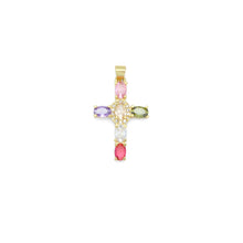Load image into Gallery viewer, Gold Colorful Oval CZ Cross Charm Pendant, Sku#LD640
