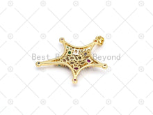 Load image into Gallery viewer, Colorful CZ Micro Pave Five Point Star Shape Pendant, 18K Gold Filled Starfish Charm, Necklace Bracelet Charm Pendant,33x37mm,Sku#LK476