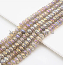 Load image into Gallery viewer, Mystic Plated Natural Faceted Rondelle Gray Agate beads,4x6/