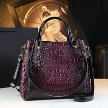 Load image into Gallery viewer, Crocodile-Print Women's Shoulder Bag - Textured PU Leather Handbag with Metal Accents