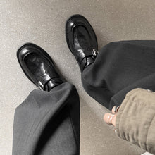 Load image into Gallery viewer, Women's Washed Leather Monk Strap Loafers | Handmade Buckle Low Block Heel Shoes