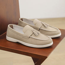 Load image into Gallery viewer, Men's Suede Slip-On Loafers with Tassel Detail - Business Casual Pointed Toe Shoes