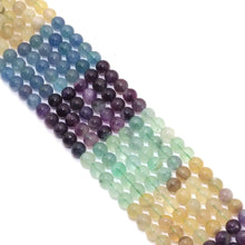 Load image into Gallery viewer, Genuine Rainbow Fluorite Round Smooth Beads, 8mm/10mm/12mm, Sku#U1587