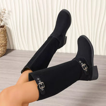 Load image into Gallery viewer, Women's Round Toe Block Heel Ankle Boots | Mid Heel Suede Zipper Boots