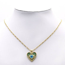 Load image into Gallery viewer, Gold CZ Enamel Evil Eye On Gemstone Heart Charm, Sku#LX102