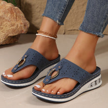 Load image into Gallery viewer, Women's Air Cushion Wedge Thong Sandals | Metal Buckle Flip Flops | Thick Sole Beach Shoes
