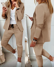 Load image into Gallery viewer, Lapel Blazer &amp; Drawstring Trousers OL Suit – 12 Colors XS–3XL