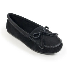 Load image into Gallery viewer, Minnetonka Kilty Hardsole Suede Moc - Womens Moccasins (Black)