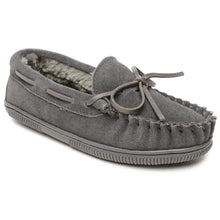 Load image into Gallery viewer, Minnetonka Pile Lined Hardsole Suede (Charcoal) - Children's Slipper