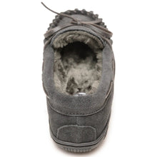 Load image into Gallery viewer, Minnetonka Pile Lined Hardsole Suede (Charcoal) - Children's Slipper