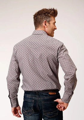 Roper 1888 Retro Print (Wine) - Men's Western Shirt