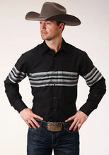 Load image into Gallery viewer, Roper 1203 Border Stripe (Black) - Men's Western Shirt