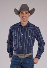 Load image into Gallery viewer, Roper 2477 Brown Stripe (Navy) - Men's Western Shirt