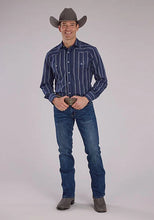 Load image into Gallery viewer, Roper 2477 Brown Stripe (Navy) - Men's Western Shirt