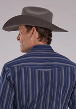 Load image into Gallery viewer, Roper 2477 Brown Stripe (Navy) - Men's Western Shirt