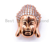 Load image into Gallery viewer, CZ Micro Pave Buddha Head Beads, Cubic Zirconia Pave Charm, Buddha Head Space Beads, 18x14mm, sku#C49