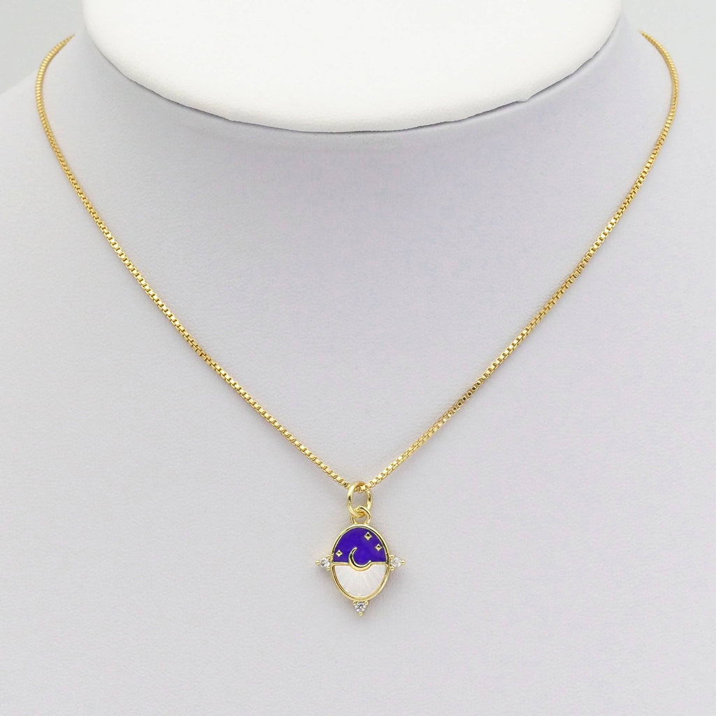 Gold Mop black white  Cresent Moon Star Oval Charm, Sku#LX286