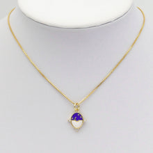Load image into Gallery viewer, Gold Mop black white  Cresent Moon Star Oval Charm, Sku#LX286