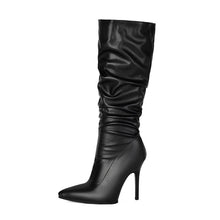 Load image into Gallery viewer, Women's Glossy Patent Leather Over-the-Knee Boots – Chunky Stiletto Heel, Side Zipper, Pointed Toe