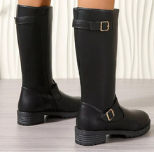 Load image into Gallery viewer, Women's Round Toe Block Heel Boots | Mid Heel Side Zip Ankle Boots