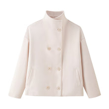 Load image into Gallery viewer, Womens Autumn Fashion Design Short Wool Coat With A Stand Collar And Double-Breasted Buttons