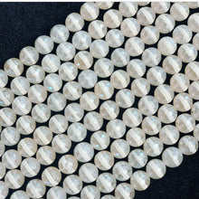 Load image into Gallery viewer, Mystic Plated White One Line Tibetan Agate, 8mm/10mm/12mm Round Facted Agate Beads, Natural White Tibetan Agate, 15.5Full Strand,sku# UA100
