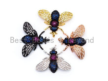 Load image into Gallery viewer, BEE Inspired Charm, CZ Micro Pave Multi Color Insect Pendant, Cubic Zirconia Pendant,Gold/Rose Gold/Silver/Black,21x29x5mm,SKU#F454