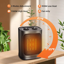 Load image into Gallery viewer, 1500W Portable Ceramic Space Heater with Thermostat &amp; Safety Protection with Carry Handle