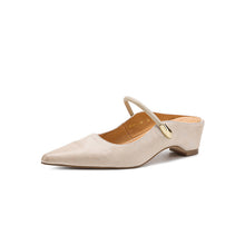 Load image into Gallery viewer, Women's Mary Jane Mule Sandals | Full Grain Cowhide Pointed Toe Block Heel Slides