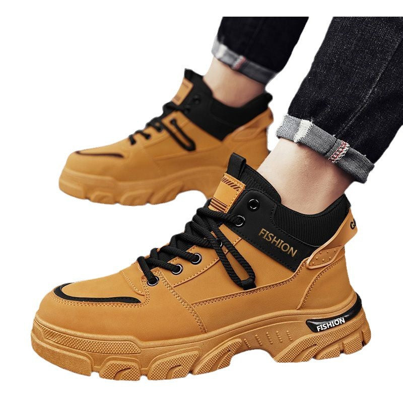 Men's Non-Slip High-Top Outdoor Sports Boots - Mesh Lining, Rubber Sole, Round Toe Lace-Up Athletic Footwear