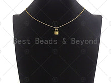 Load image into Gallery viewer, 18K Gold Dainty Pad Lock Charm with Pave Star, Pave lock Pendant, Gold/Silver Padlock, 8x12mm, Sku#LK31