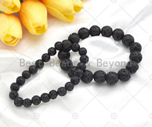 Load image into Gallery viewer, Natural Black Lava Stretchy Bracelet,SKU#EF47