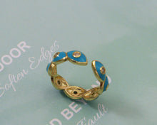 Load image into Gallery viewer, CZ Enamel Evil Eye Adjustable Ring, Sku#X305
