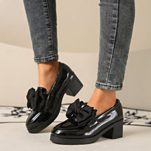Load image into Gallery viewer, Women's Bowtie Platform Pumps - Low Heel Slip-On Dress Shoes