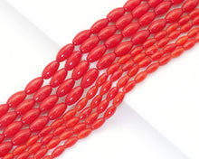 Load image into Gallery viewer, 5x9mm Red Coral in Rice Shape Smooth Beads, Sku#U1453