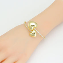 Load image into Gallery viewer, CZ Tennis Chain with Heart End Adjustable Bracelet, Sku#A454