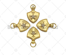 Load image into Gallery viewer, CZ Micro Pave Five Star Crown On Shield  Shape Pendant/Charm,Cubic Zirconia Charm, Shield Necklace Bracelet Charm Pendant,19x25mm, Sku#L473
