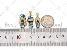 Load image into Gallery viewer, CZ Micro Pave Enamel Colorful Evil Eye On Slipper Shape Pendant,18K Gold Filled Slipper Charm,Enamel Charm, 24x11mm/25x11mm/21x9mm,Sku#LK417