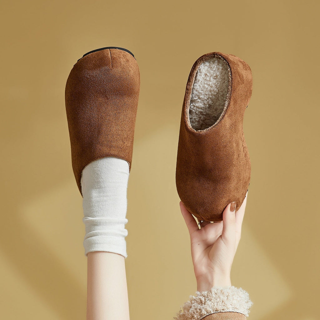 Women's Retro Chunky Sole Closed Toe Mules - Suede Platform Slip-On Shoes