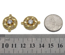 Load image into Gallery viewer, Big CZ Gold Swirl Round Connector Charm, Sku#LK769