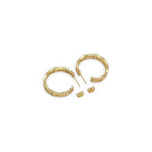 Load image into Gallery viewer, Gold Silver CZ Rectangle Bamboo Link Hoop Earrings, Sku#A129