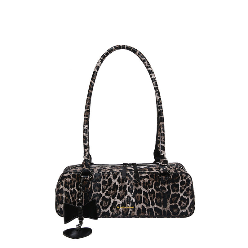 Leopard Print Tote Bag – Retro European Style Handbag | Black, Brown & Yellow