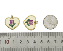 Load image into Gallery viewer, Enamel Tulip Flower On Heart Shape Pendant, Sku#L649