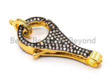 Load image into Gallery viewer, CZ Dual Color Clear Micro Pave Lobster Claw Clasp, 14x33mm, Cubic Zirconia Buckle Clasp/Connector/Link, Beading Supplies, CZ Finding sku#H97