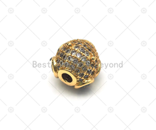 Load image into Gallery viewer, Colorful Enamel Evil Eye On Round Ball Spacer Beads,18K Gold Filled CZ Micro pave Beads, Necklace Bracelet Charm Beads,Sku#LK552