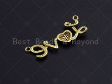 Load image into Gallery viewer, 18K Gold LOVE With CZ Micro Pave Heart Connector, Love Necklace pendant, Love heart bracelet Connector, 12x33mm, sku#LK14