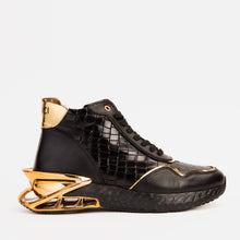 Load image into Gallery viewer, Bellagio Black &amp; Gold High-Top Men Sneaker