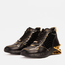 Load image into Gallery viewer, Bellagio Black &amp; Gold High-Top Men Sneaker