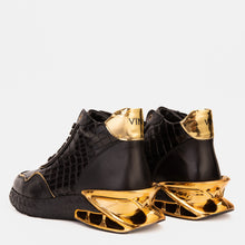 Load image into Gallery viewer, Bellagio Black &amp; Gold High-Top Men Sneaker